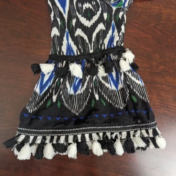 NWT Chicos 1 Womens M Ikat Fringe Tassel Open Cardigan 3/4 Bell Sleeve $129 - Picture 4 of 9